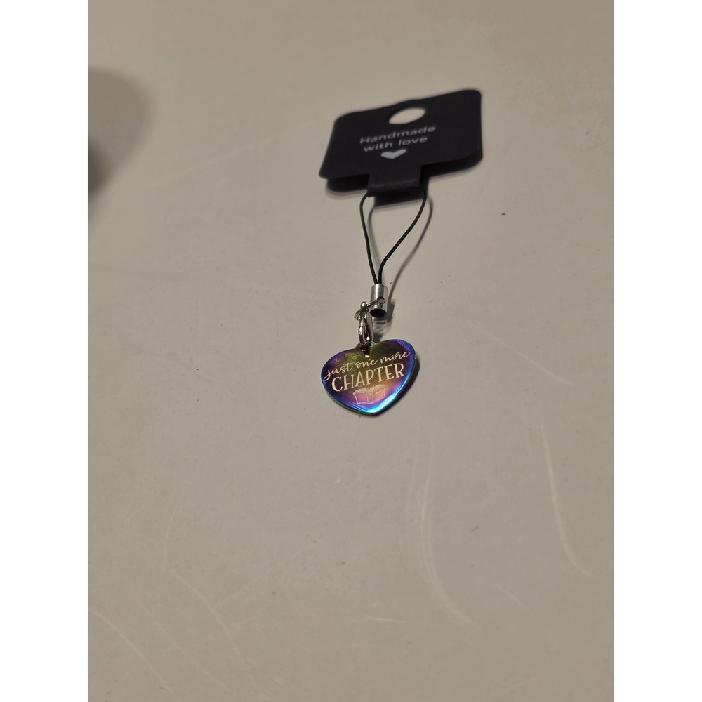 Just one more Chapter Heart Reading Phone Charm Keychain Handmade Teacher
